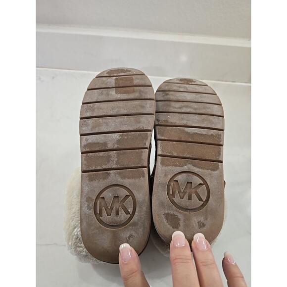 Michael Kors Faux Fur Faux Suede Boots Womens 5 Brown Designer Winter Y2K Cozy - Picture 4 of 8